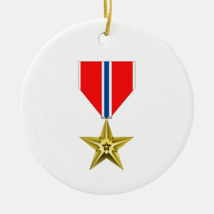 ORNAMENTO DE CERÂMICA MEDALHA DE ESTRELA DE BRONZE