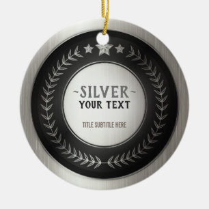 Ornamento De Cerâmica MEDALHA Prata Campeão DIY IMPRESSÃO PERSONALIZADA
