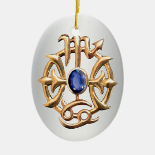 Ornamento De Cerâmica Medalhão da Escorpião e dos peixes