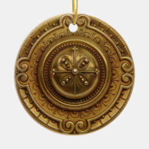 Ornamento De Cerâmica Medalhão Dourado 1