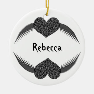 Ornamento De Cerâmica Medalhão Personalizado do Coração Adorado Góti