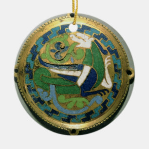 Ornamento De Cerâmica Medalhão que descreve um dragão, francês, de