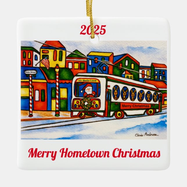 Ornamento De Cerâmica Media, Pennsylvania 2025 Hometown Ornament (Frente)