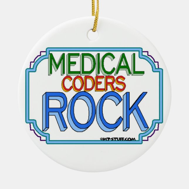 Ornamento De Cerâmica Medical Coders Rock (Frente)