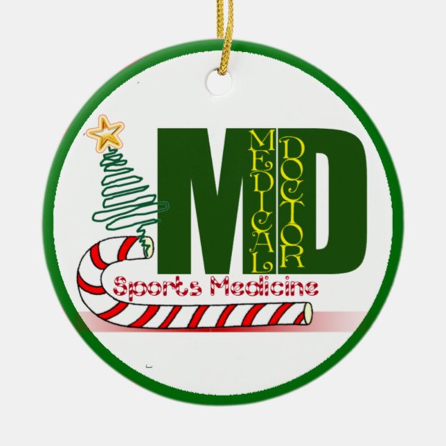 ORNAMENTO DE CERÂMICA MÉDICO DE NATAL DE MEDICAMENTO DE ESPORTE MD (Frente)