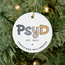 Ornamento De Cerâmica Médico PsyD Personalizado de Psicologia Psicóloga