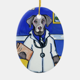ORNAMENTO DE CERÂMICA MÉDICO WEIMARANER