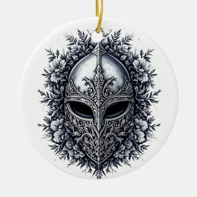 Ornamento De Cerâmica Medieval Fantasy Helmet Ornament (Frente)