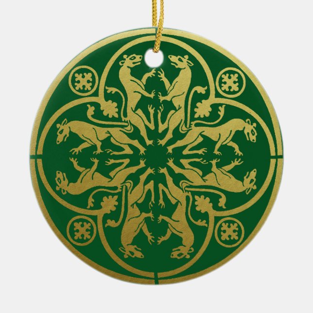 Ornamento De Cerâmica Medieval Renaisance Herald Lion Leopard Metálico (Frente)