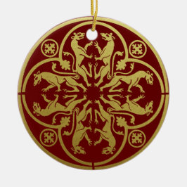 Ornamento De Cerâmica Medieval Renaisance Herald Lion Leopard Metálico