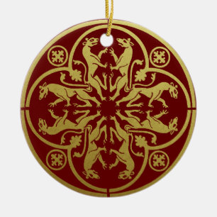 Ornamento De Cerâmica Medieval Renaisance Herald Lion Leopard Metálico