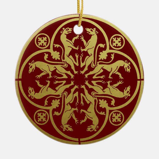 Ornamento De Cerâmica Medieval Renaisance Herald Lion Leopard Metálico (Frente)