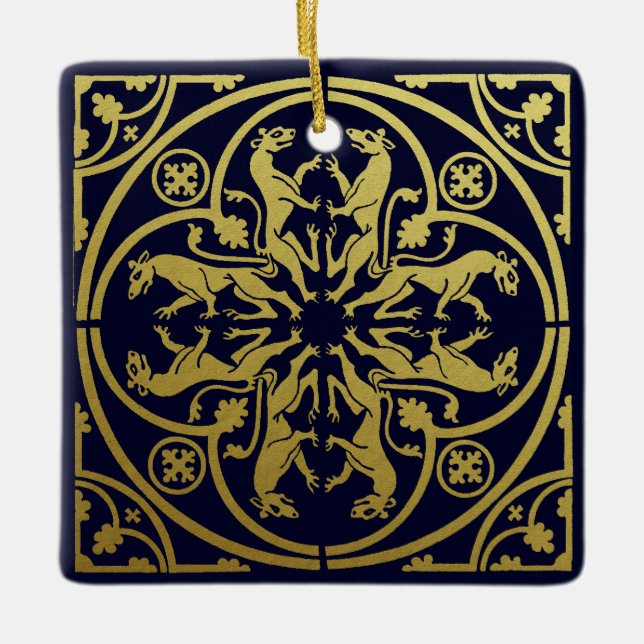 Ornamento De Cerâmica Medieval Renaisance Herald Lion Leopard Metálico (Frente)