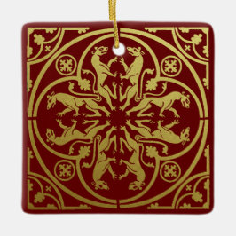 Ornamento De Cerâmica Medieval Renaisance Herald Lion Leopard Metálico