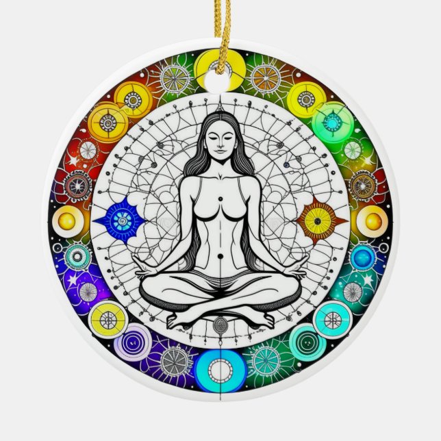 Ornamento De Cerâmica Meditação Tranquil e Serena Pacífica (Frente)