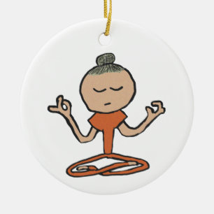 Ornamento De Cerâmica Meditando Budista