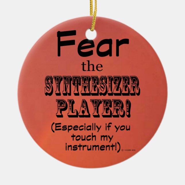 Ornamento De Cerâmica Medo Do Jogador Do Sintetizador (Frente)