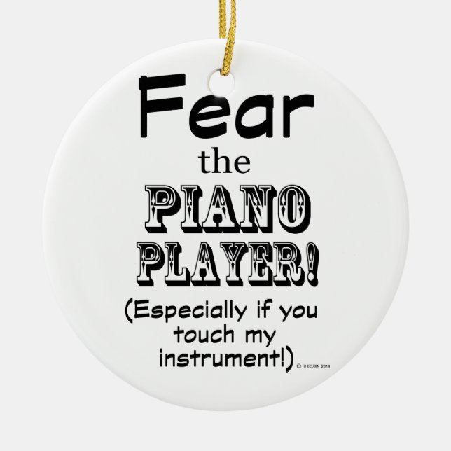 Ornamento De Cerâmica Medo do Piano Player (Frente)