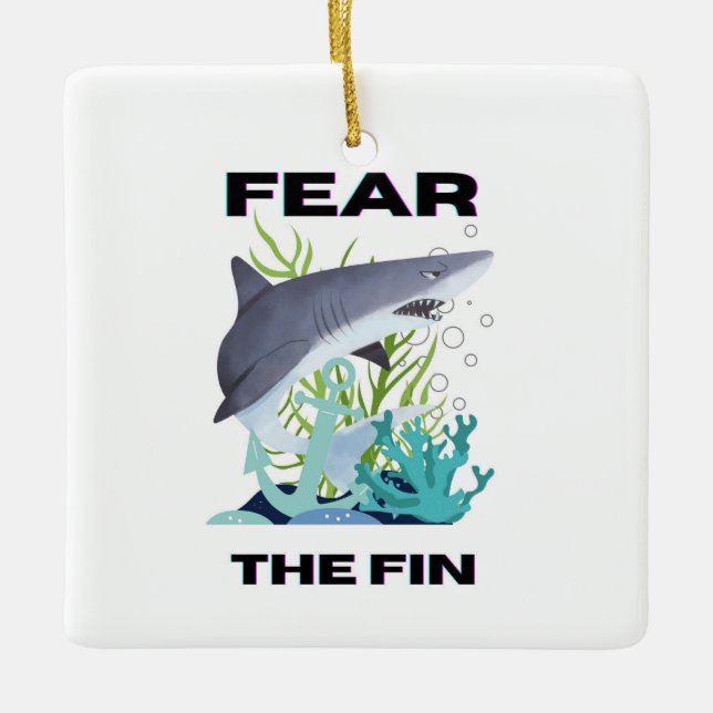 Ornamento De Cerâmica medo do tubarão-barbatana (Frente)