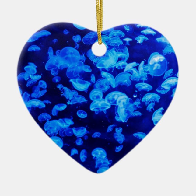 Ornamento De Cerâmica Medusa no mar azul profundo (Frente)