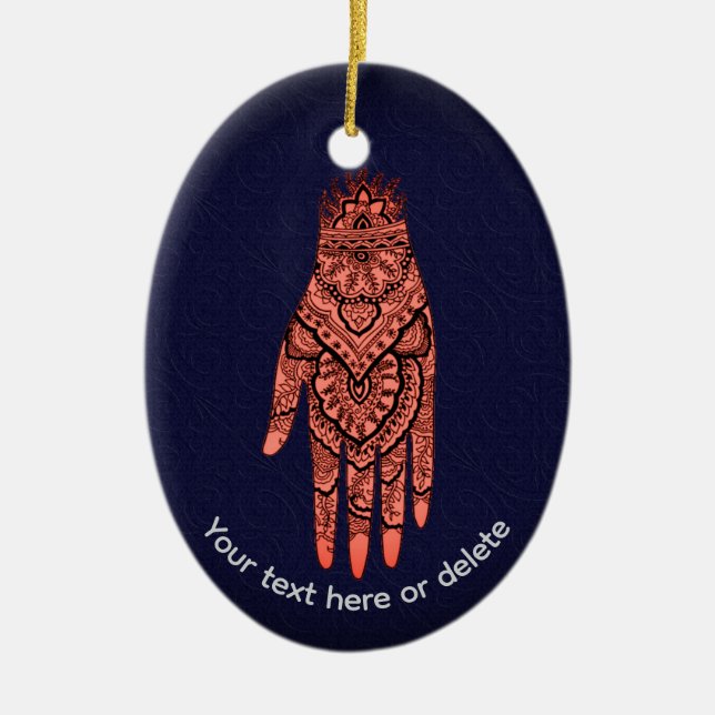 Ornamento De Cerâmica Mehndi Hand Tattoo Art (Frente)