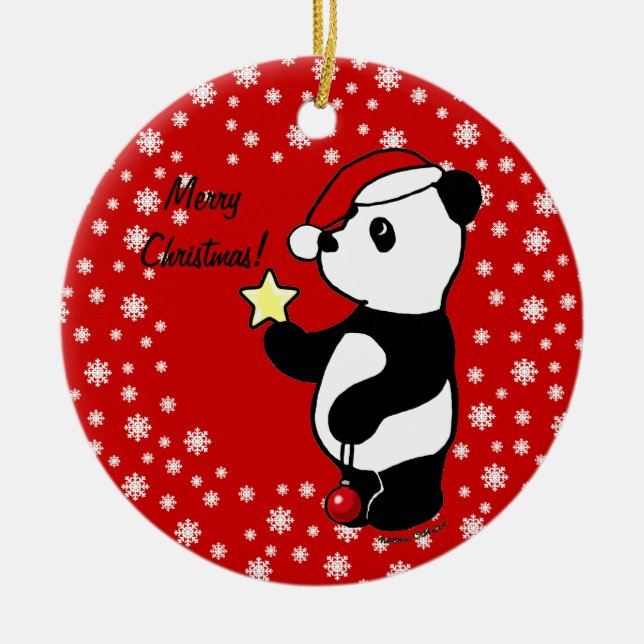 Ornamento De Cerâmica Meia da panda do Natal (Frente)