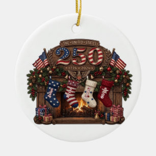 Ornamento De Cerâmica Meia de Natal Patriótica América 250