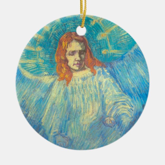 Ornamento De Cerâmica Meia figura de um anjo por Vincent van Gogh (Frente)