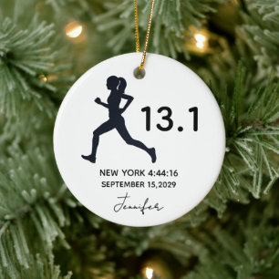 Ornamento De Cerâmica Meia Maratona 13.1 Corredora Feminina Nome Persona