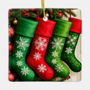 Ornamento De Cerâmica Meias de Natal Coloridas Penduradas Juntas
