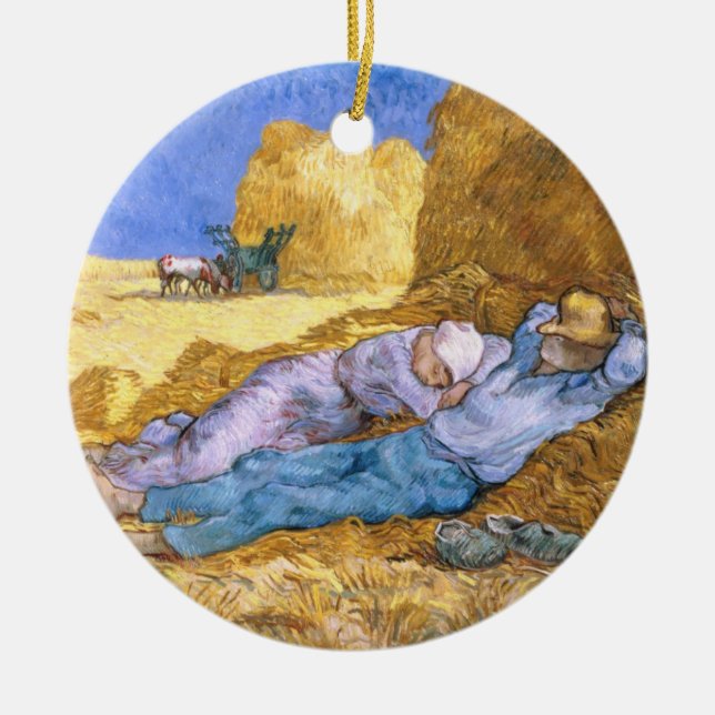 Ornamento De Cerâmica Meio-dia de Vincent van Gogh |, o Siesta, após o (Frente)