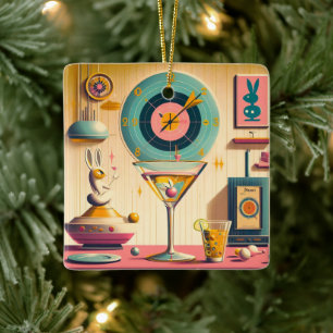 Ornamento De Cerâmica Meio século Futurístico Atômica Rabbit Martini