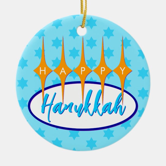 Ornamento De Cerâmica Meio século Hanukkah/Natal (Frente)