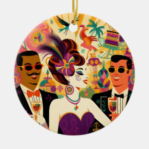 Ornamento De Cerâmica Meio século Mardi Gras Cocktail