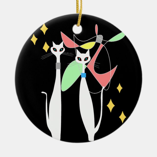 Ornamento De Cerâmica Meio século Moderno da Era Atômica do Cat Mobile L (Frente)