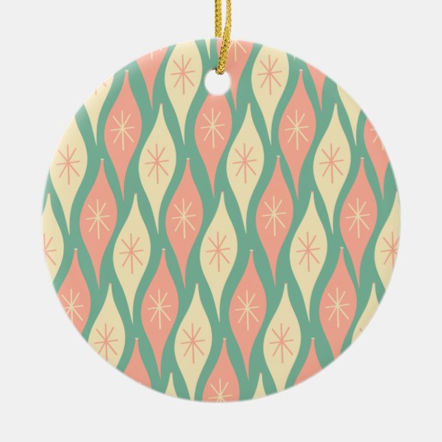 Ornamento De Cerâmica Meio século Moderno Ornaments Teal & Blush (Frente)