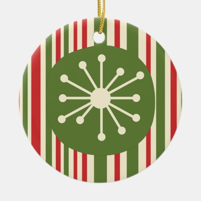 Ornamento De Cerâmica Meio século Moderno Ponto Atômico RetroNatal (Frente)