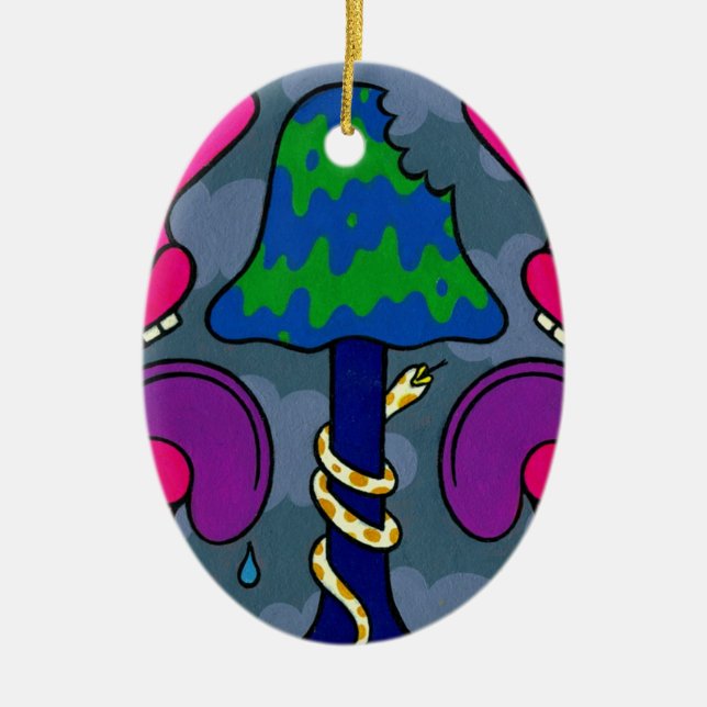 Ornamento De Cerâmica Melancolia #2 do cogumelo (Frente)