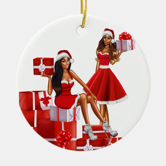 Ornamento De Cerâmica Melanin Sista Black Girl Magic Brown Skin Girls (Frente)