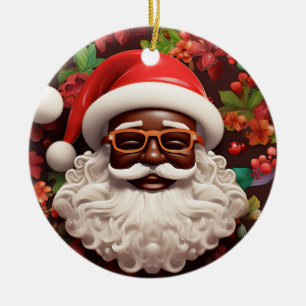 Ornamento De Cerâmica Melanina Natal Chocolate Negro Papai Noel