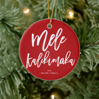 Ornamento De Cerâmica Mele Kalikimaka Brushing - Foto de Natal