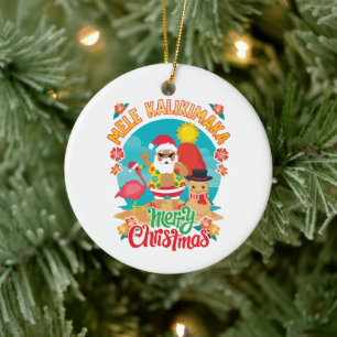 Ornamento De Cerâmica Mele Kalikimaka para um Natal havaiano brilhante