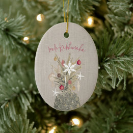 Ornamento De Cerâmica Mele Kalikimaka Pine, Natal Personalizado