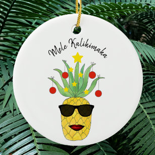 Ornamento De Cerâmica Mele Kalikimaka Pineapple