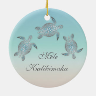 Ornamento De Cerâmica  Mele Kalikimaka | Sea Turtle Havaiana Natal