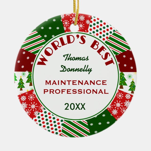 Ornamento De Cerâmica MELHOR algum da ocupação do Natal presente PRO ou (Frente)