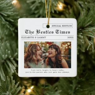 Ornamento De Cerâmica Melhor Amigo Foto de Jornal de Melhores Amigas F