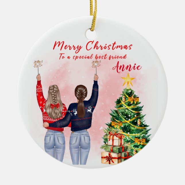 Ornamento De Cerâmica Melhor Bestimento de Natal Personalizado (Frente)
