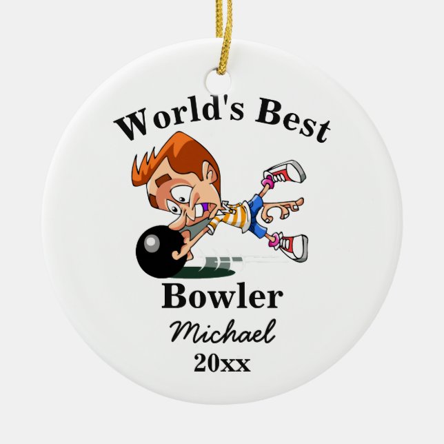 Ornamento De Cerâmica Melhor Bowler do Mundo (Frente)