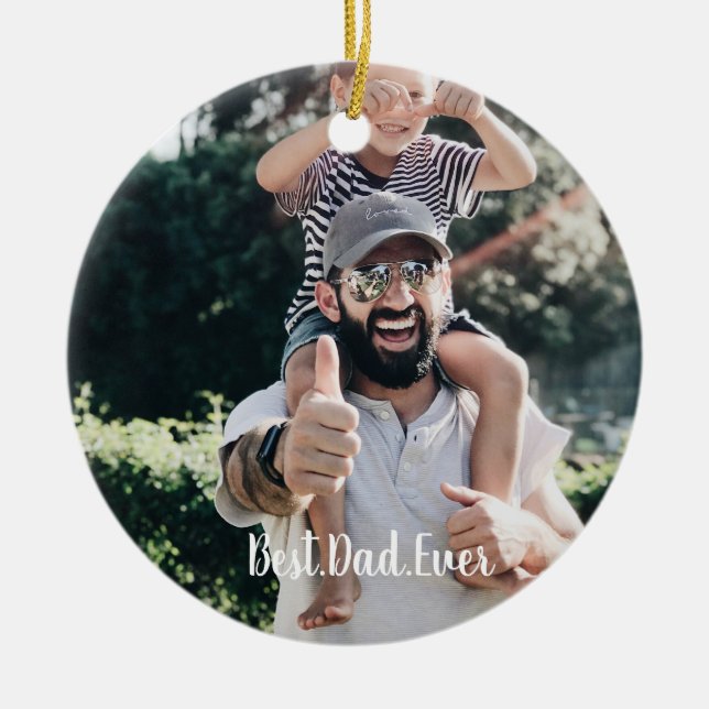 Ornamento De Cerâmica Melhor Colagem de Fotos Moderna do Pai (Frente)